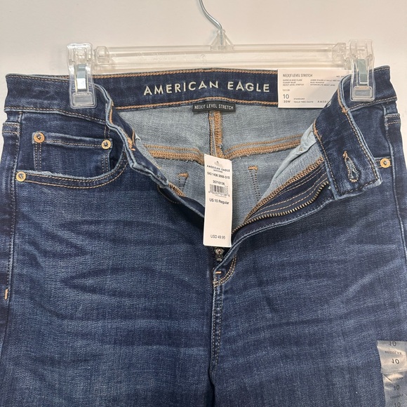 American Eagle Size 10 Women’s Hi Rise Flare Jeans Stretch Dark Wash NWT - Picture 3 of 5